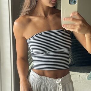 Striped Black and White Tube Top